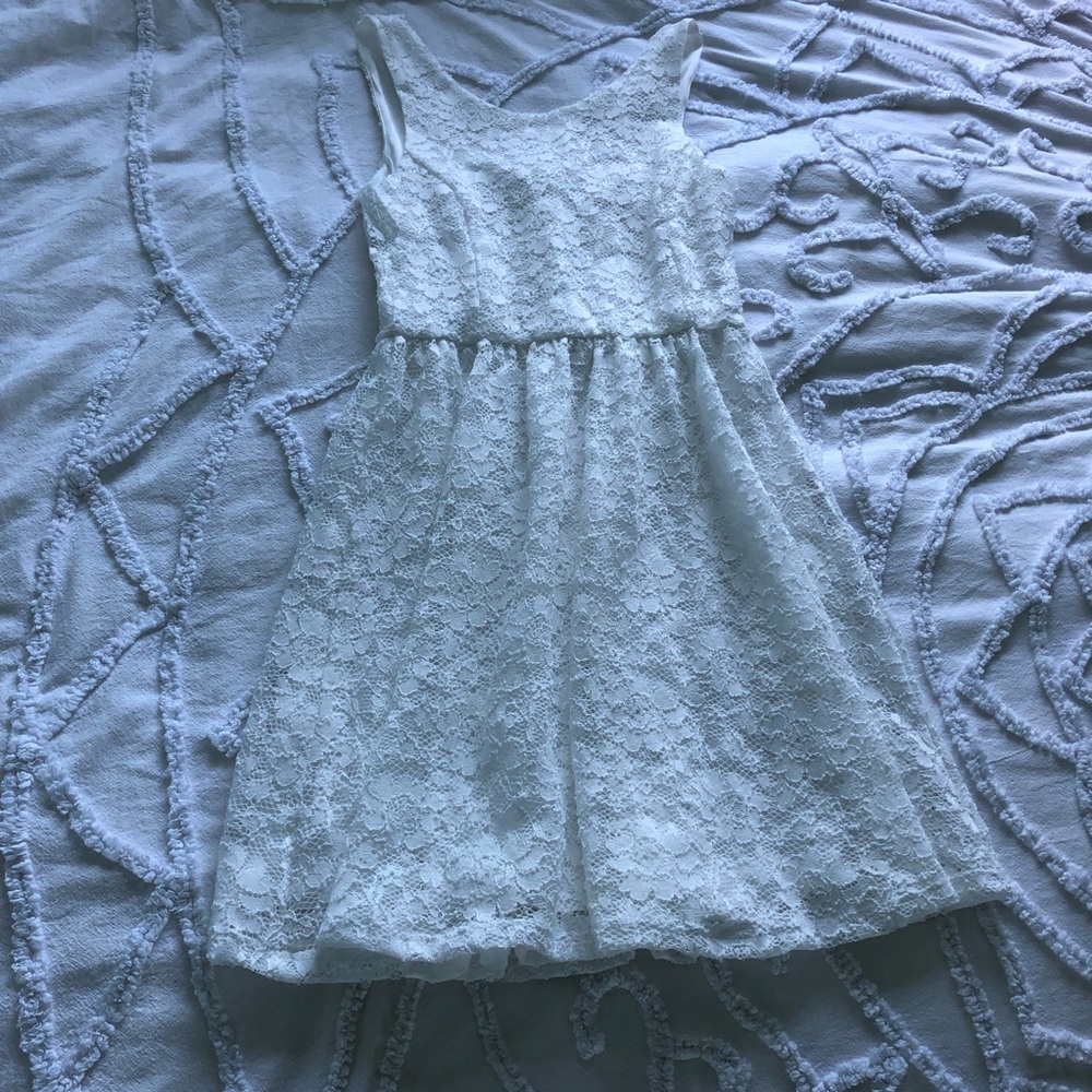 Nordstrom White Lace High Neck Skater Dress Nwot